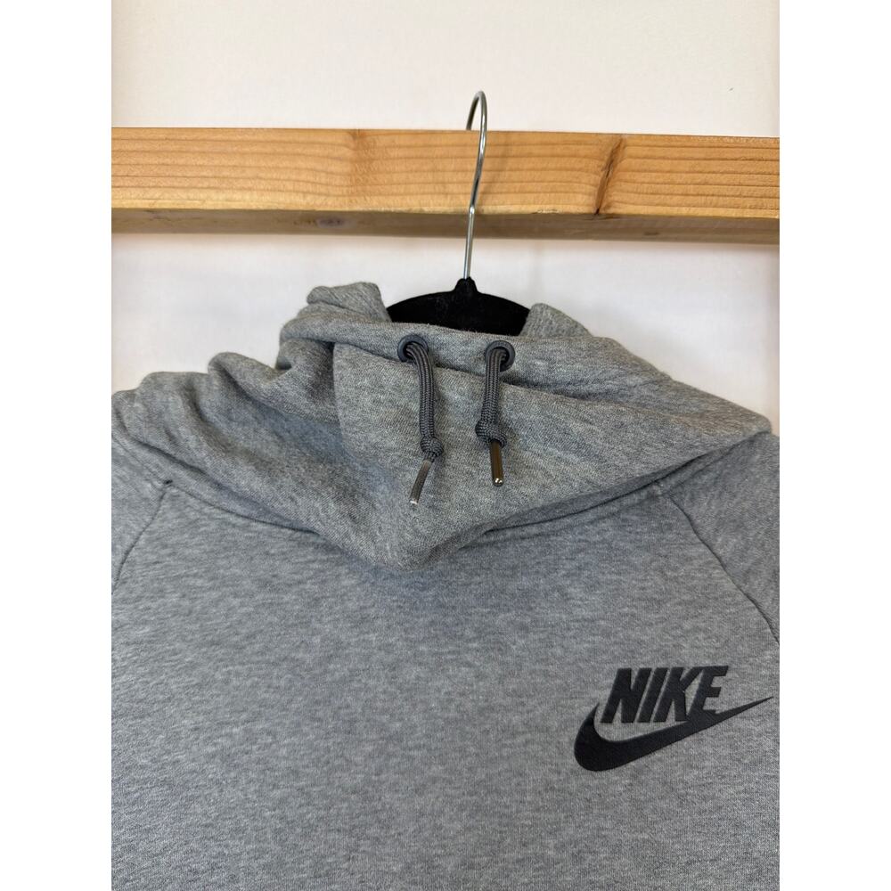 Nike Gray High-Neck Hooded Pullover Top Size M - Picture 2 of 10